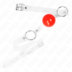 KINK - RED TRANSPARENT PVC BALL GAG 4 CM ADJUSTABLE