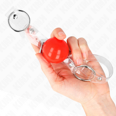 KINK - RED TRANSPARENT PVC BALL GAG 4 CM ADJUSTABLE
