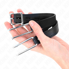 KINK - 11.5CM METAL HOOK GAG WITH ADJUSTABLE LEATHER STRAP 39-58CM X 2CM