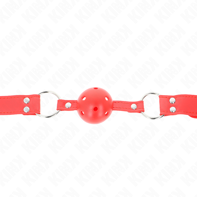 KINK - RED HOLLOW HARD BALL GAG COMPLETE 62 x 2 CM