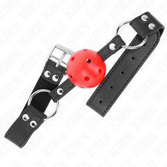 KINK - BREATHABLE BALL GAG 4 CM WITH DOUBLE RIVET LEATHER 62.5 x 2.5 CM ADJUSTABLE 42-58 CM