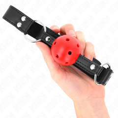 KINK - BREATHABLE BALL GAG 4 CM WITH DOUBLE RIVET LEATHER 62.5 x 2.5 CM ADJUSTABLE 42-58 CM