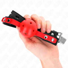 KINK - BOLA DURA OCA VERMELHA 4 CM GAG ALÇA PRETA 60 x 2 CM AJUSTÁVEL 37-52 CM