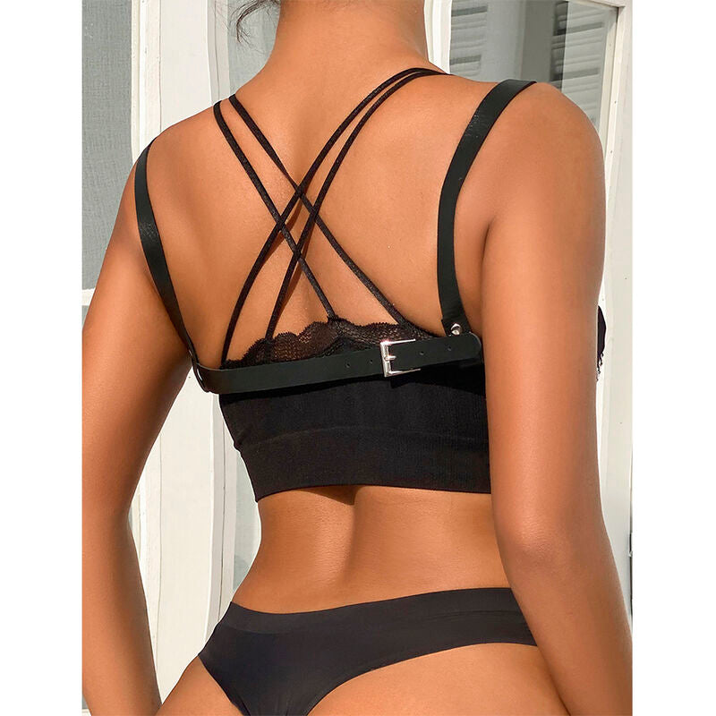 SUBBLIME - 953713 PUNK BONDAGE BELT BLACK METAL BUCKLE ONE SIZE