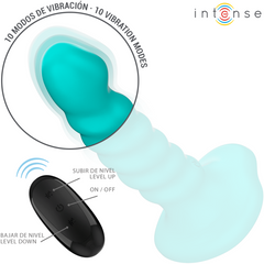 INTENSE - BUFFY VIBRATOR SIZE S SPIRAL DESIGN 10 VIBRATIONS REMOTE CONTROL BLUE