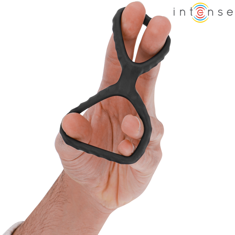 INTENSE - DEWEY BLACK SILICONE DOUBLE COCK RING MODEL 2