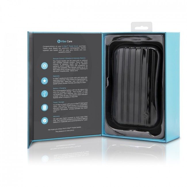 B-VIBE - ANAL TRIPLET BLACK REMOTE CONTROL BEADS
