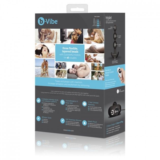 B-VIBE - ANAL TRIPLET BLACK REMOTE CONTROL BEADS