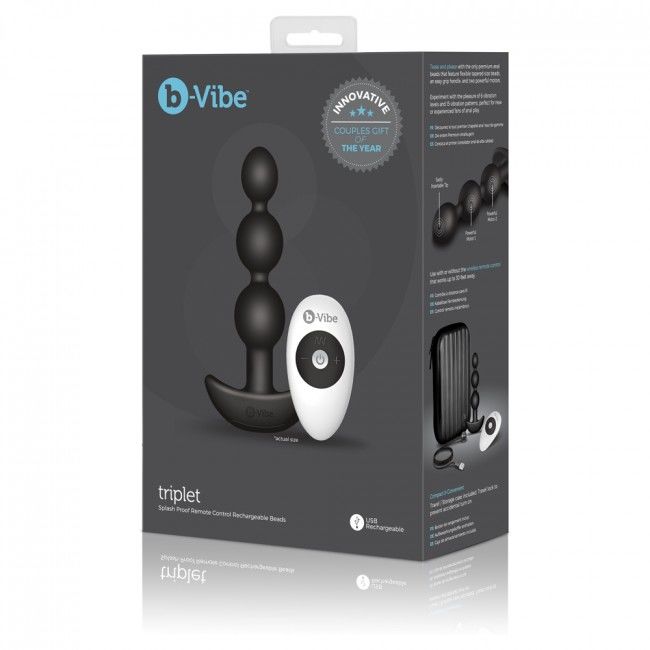 B-VIBE - ANAL TRIPLET BLACK REMOTE CONTROL BEADS