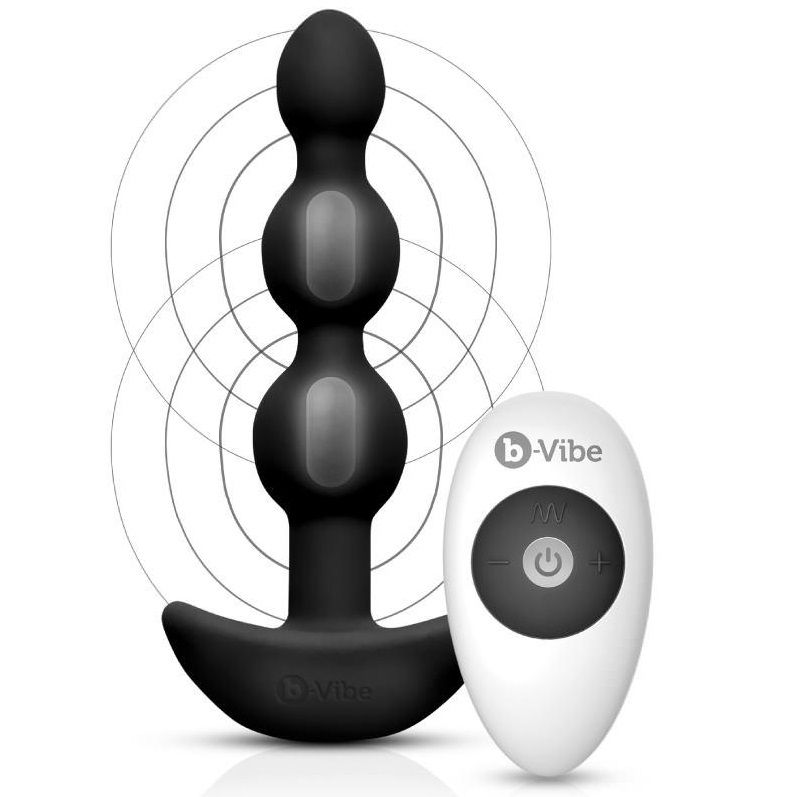 B-VIBE - ANAL TRIPLET BLACK REMOTE CONTROL BEADS