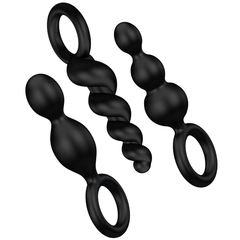SATISFYER - 3 PCS BLACK ANAL PLUGS SET