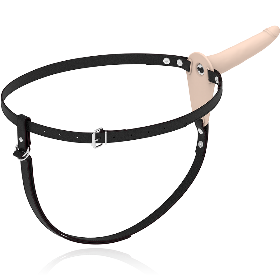 FETISH SUBMISSIVE HARNESS - 15 CM FLESH SILICONE VIBRATOR