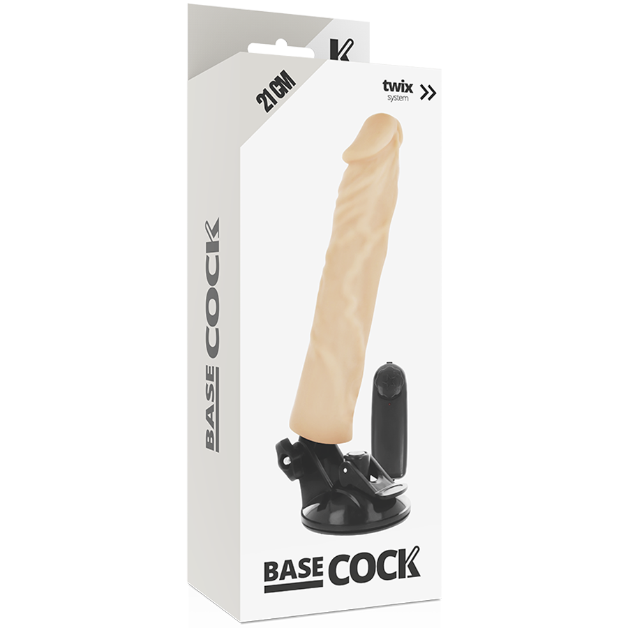 BASECOCK - REALISTIC VIBRATOR WITH REMOTE CONTROL NATURAL 21 CM -O- 4 CM