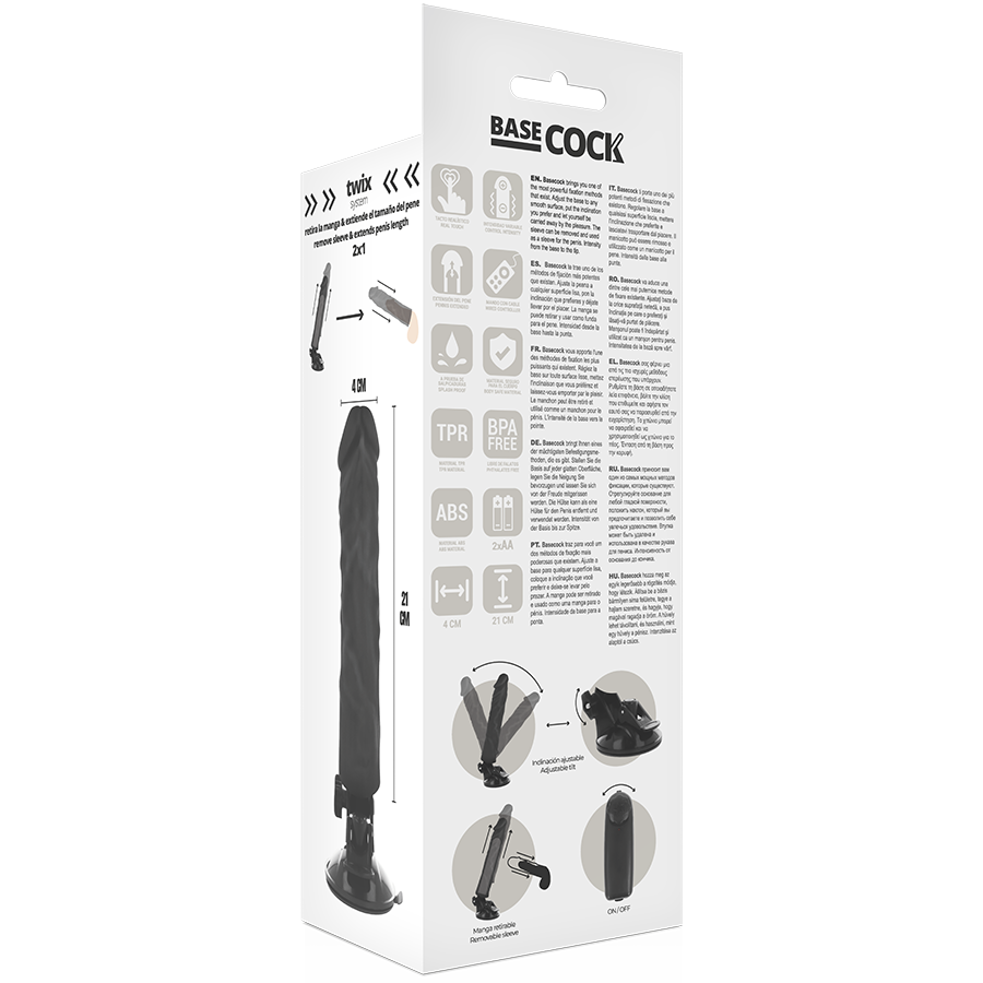 BASECOCK - REALISTIC VIBRATOR WITH REMOTE CONTROL NATURAL 21 CM -O- 4 CM