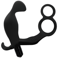 ADDICTED TOYS - BUTT PLUG WITH DOUBLE COCK RING AND BLACK TESTICLES