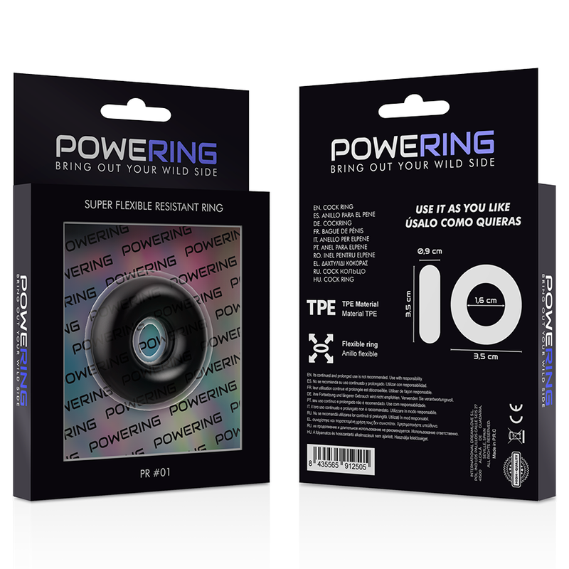 POWERING - SUPER FLEXIBLE AND RESISTANT PENIS RING 3.5 CM BLACK