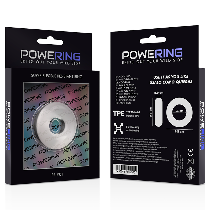 POWERING - SUPER FLEXIBLE AND RESISTANT PENIS RING 3.5CM TRANSPARENT