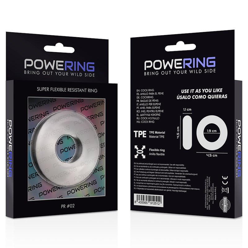 POWERING - SUPER FLEXIBLE AND RESISTANT PENIS RING 4.5CM TRANSPARENT