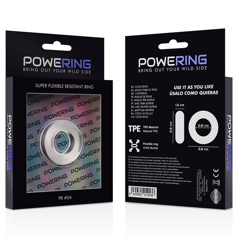 POWERING - SUPER FLEXIBLE AND RESISTANT PENIS RING 3.8CM PR04 TRANSPARENT