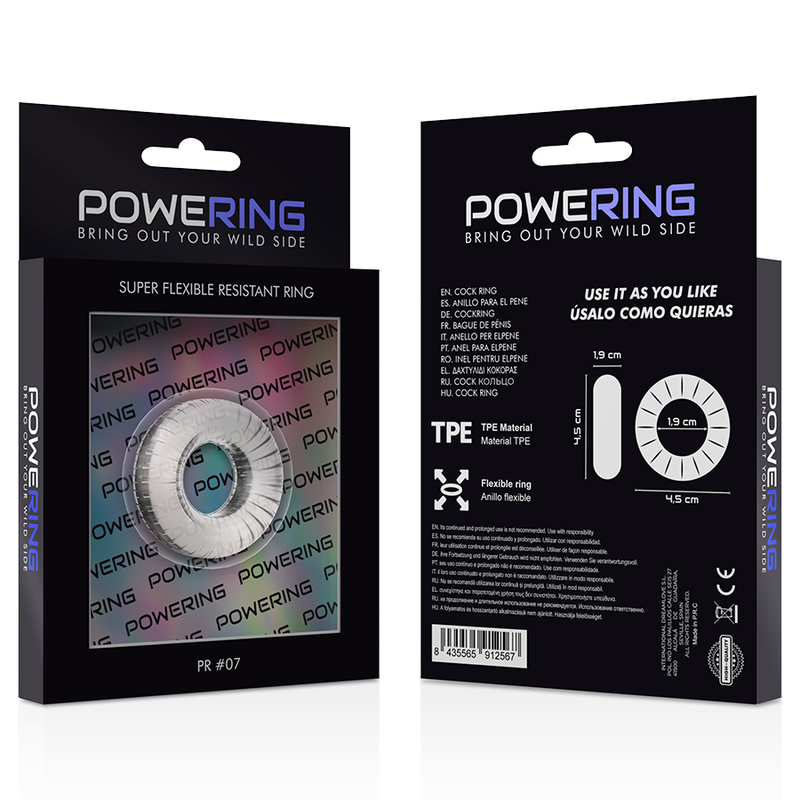 POWERING- SUPER FLEXIBLE AND RESISTANT PENIS RING 4.5CM PR07 TRANSPARENT