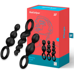 SATISFYER - 3 PCS BLACK ANAL PLUGS SET