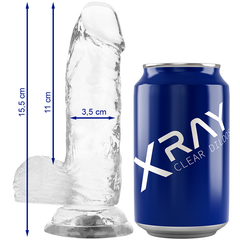 X RAY - SAFETY HARNESS + TRANSPARENT DILDO WITH BALLS 15.5 CM -O- 3.5 CM