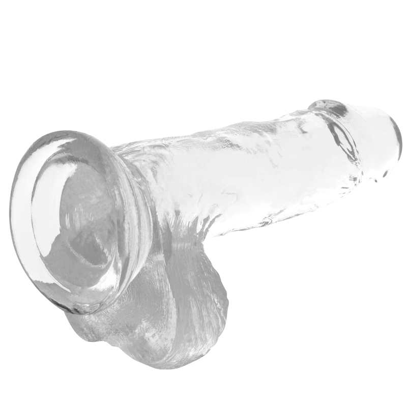 X RAY - SAFETY HARNESS + TRANSPARENT DILDO WITH BALLS 15.5 CM -O- 3.5 CM