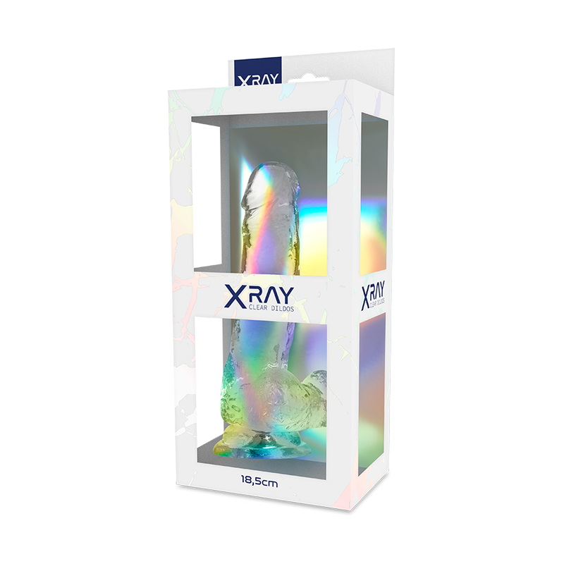 X RAY - HARNESS + TRANSPARENT DILDO WITH BALLS 18.5 CM -O- 3.8 CM
