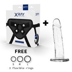 X RAY - HARNESS + TRANSPARENT DILDO 18 CM -O- 4 CM