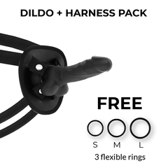 COCK MILLER - HARNESS + SILICONE DENSITY BLACK ARTICULABLE COCKSIL 13 CM